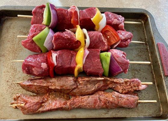 Steak kabobs ready for the grill!