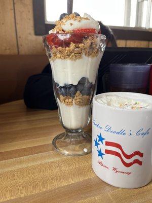 Patriotic parfait and hot chocolate!