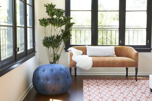 Elena Settee and Pouf Ottoman