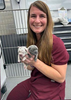 Dr. Vigue with Precious's babies she delivered via c-section on January 29, 2024