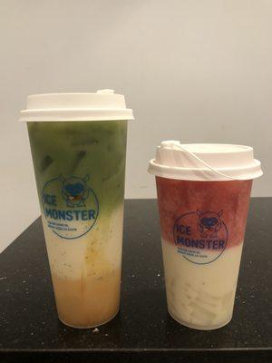 Caramel Matcha Latte & Strawberry Milk