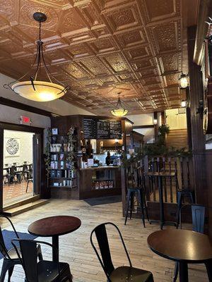 Barista station and cafe seating areas