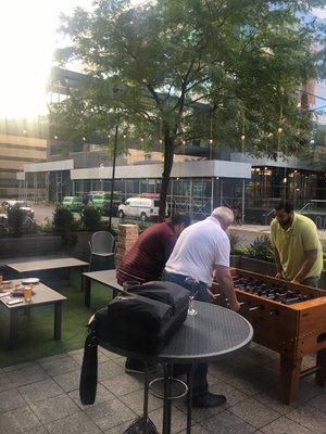 After work fun playing foosball at the north patio