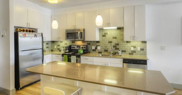 Kitchen with stainless steel appliances