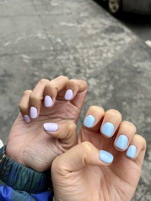 Regular Manicure ($15) - left; Gel Manicure ($40) - right;