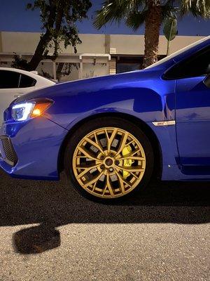 STI Wheels in STI Gold