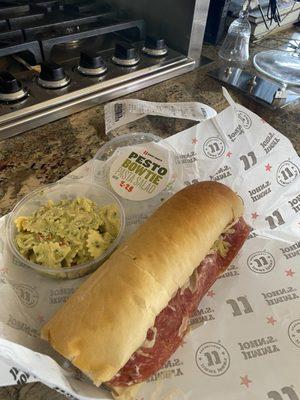 Pesto Bow Tie Pasta Salad and Spicy East Coast Italian Sub