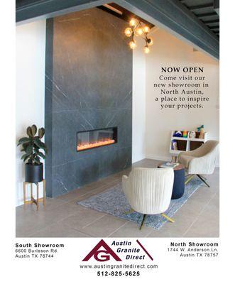 Come to visit our new north Austin inspirational showroom and you can see this nice fireplace idea in person!