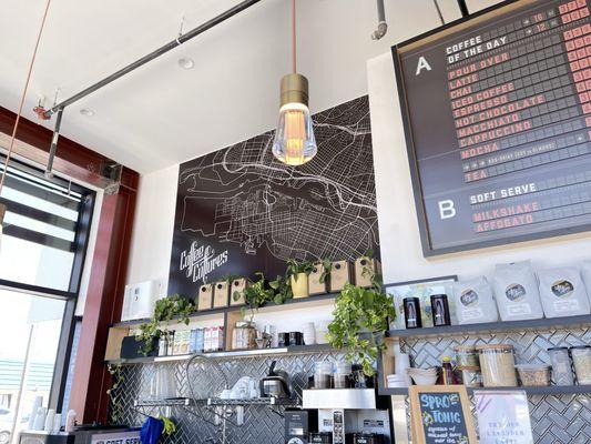 Map of the city of Alameda at Coffee Cultures in Alameda.