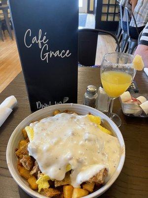 CFS (Country Fried Steak) Skillet and Pineapple Mimosa