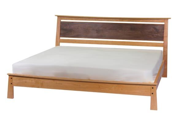 Enso King Platform Bed Solid wood handmade using Cherry and Bookmatched Walnut woods