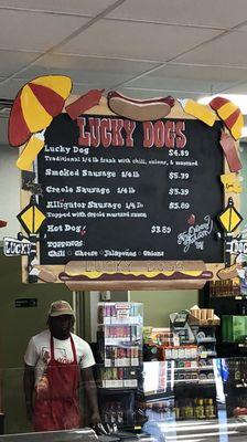 Luck Dog is right next to Bayou Boudin. The dogs are just like I remember on Bourbon street 30 years ago!