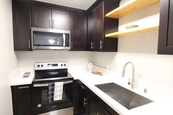 Explore modern living in our platinum unit with brand new cabinets and appliances.