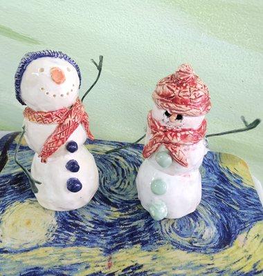 Mold and paint your own clay snowmen!