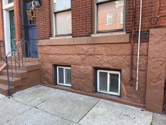 Repair of brownstone facade and steps