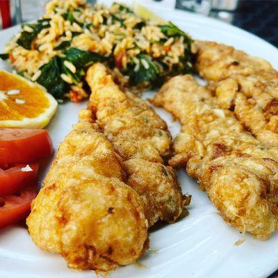 Fried Flounder with Broccoli Rice