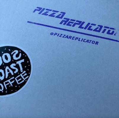 Pizza Replicator logo reppin' their Roos Roast digs.