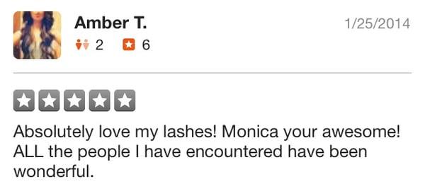 Amber posted a picture of her beautiful lashes, and her lashes stayed but her review did not. Thank you Amber