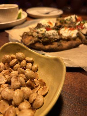 Bar nuts and mushroom flatbread