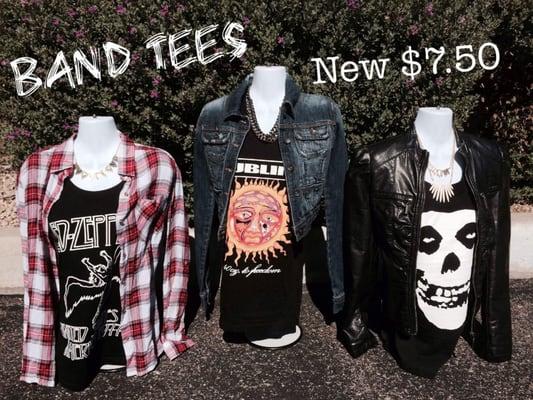 Wide variety of band t-shirts at $7.50. All brand new, in all sizes, men and women. :D