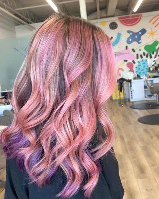 Pretty pink with purple underneath