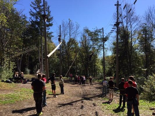 High ropes course at Sand Creek Adventures Ends with zip line exit 3 Zip line tour and low ropes also at facility