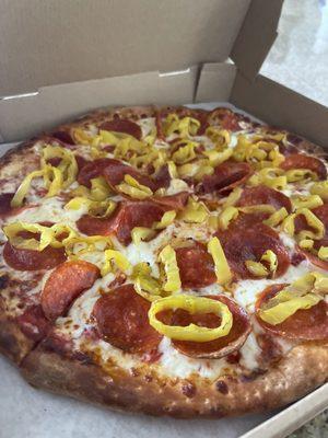 Pepperoni and banana pepper