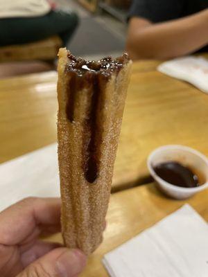 Churro with Mexican chocolate, delicioso