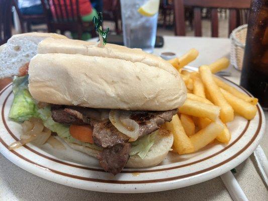 Rib eye steak sandwich