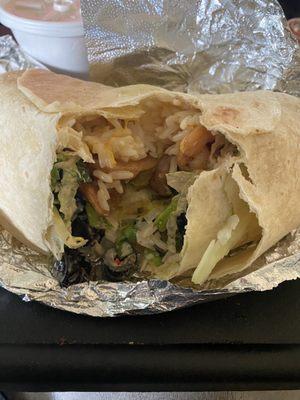 Burrito with grilled shrimp