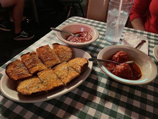 Meatballs + Garlic Bread