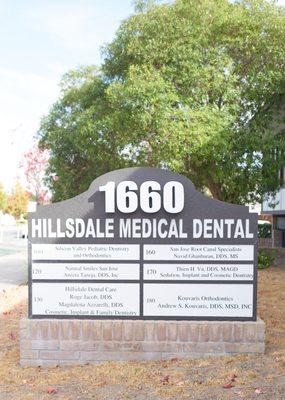 We are located at 1660 Hillsdale Ave, Suite 100, San Jose in the Hillsdale Medical Dental Center