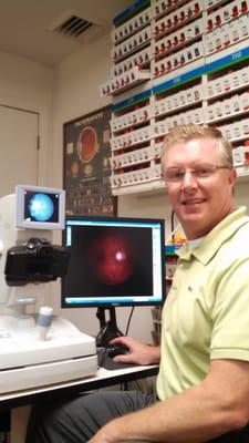 Dr Roberts with digital fundus camera