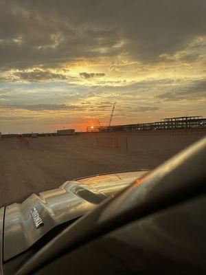 Something special about providing ice to the crews working these construction sites , the sunsets are a bonus