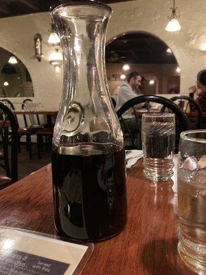 This is the 13$ carafe, AFTER 2 glasses of chianti were already poured (AWESOMELY generous!)