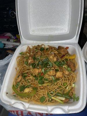 Chow Mein Noodles with chicken added