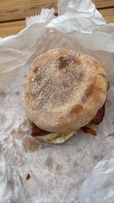 Egg with Bacon Sandwich on English muffin.