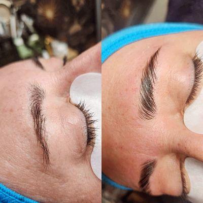 Brow lamination before and after