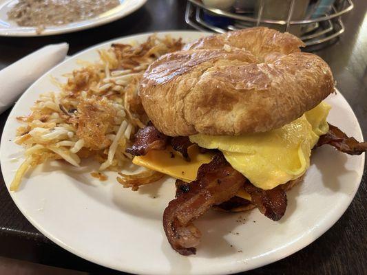 Croissant sandwich bacon egg cheese