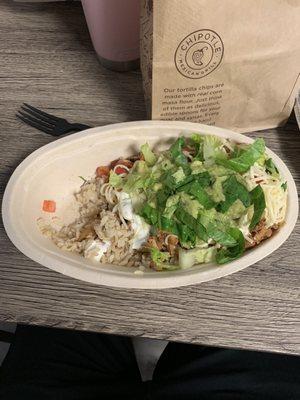 Half a burrito bowl. Unacceptable.