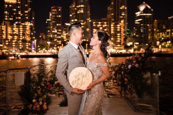 Planner @lizzylizevents Yacht @legacycruisessd Photo @linandjirsa Cinema @anchoredfilms Black Lace Dress @laguna_bridal @teranicouture Weddi