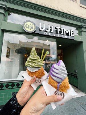 Matcha & black sesame // Ube & black sesame