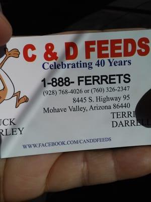 Biz card w/ FB page & toll free number