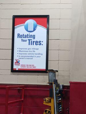 Sign for rotating tires