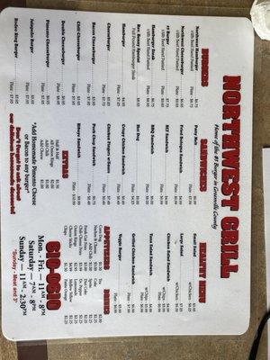 Regular menu