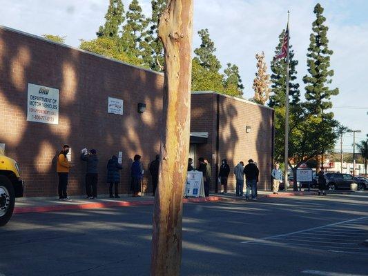 This photo shows the line at 0820 once we were done with our process. The man in the orange jacket was the one last in line.