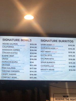 Bowls + Burrito Menu (Oct 2021)