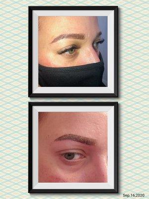 Top picture is after lash extensions.  Bottom picture is with no lashes no makeup