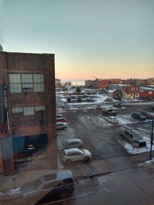 View from the stairwell looking over Lake Superior.