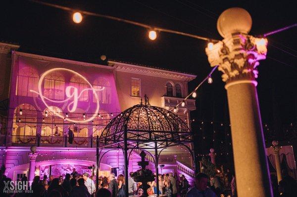 Lighting always elevates the look at the Grand Island Mansion.